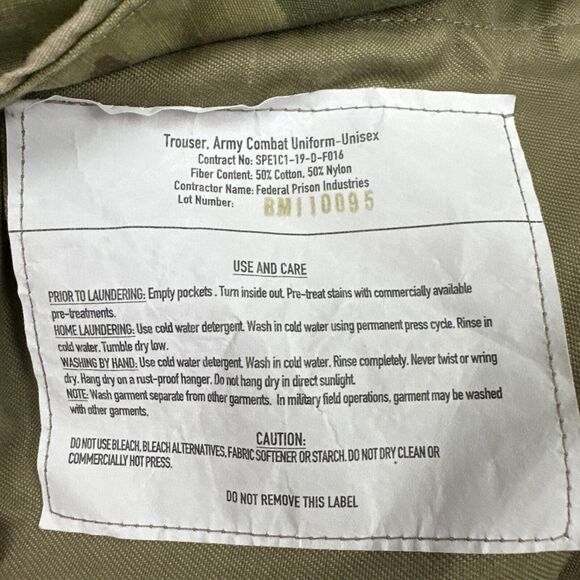 USGI Army Combat Uniform Trouser Unisex Pants Camouflage Med-Long Insect Guard - Picture 9 of 10